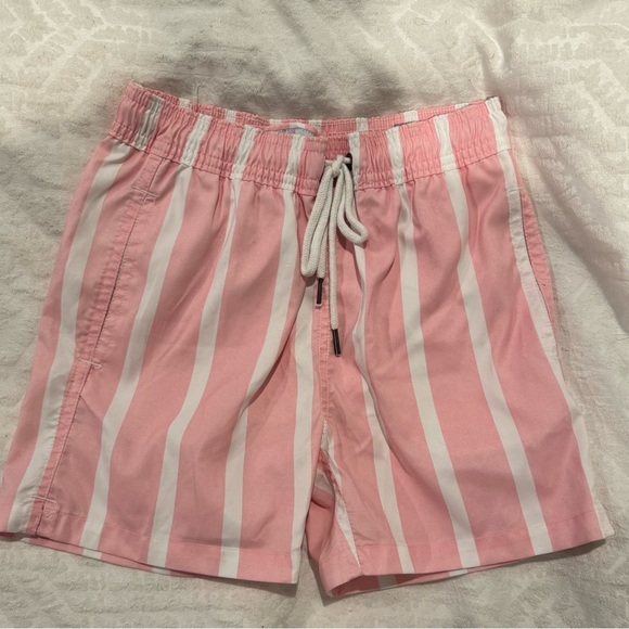 Strong boalt Pink and White Striped lined swim shorts - Picture 1 of 6